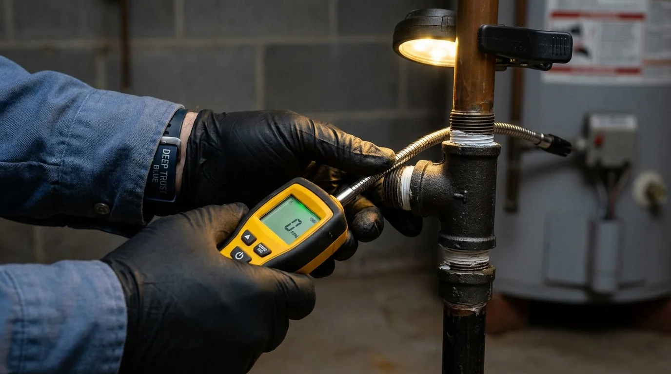 Gas leak detection with electronic sniffer by Johns Plumbing LLC in Cambridge City