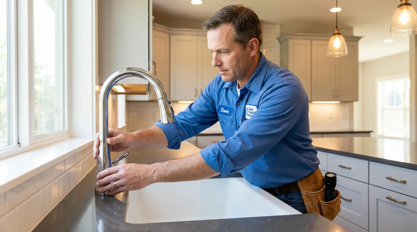 Kitchen faucet installation by Johns Plumbing LLC in Cambridge City