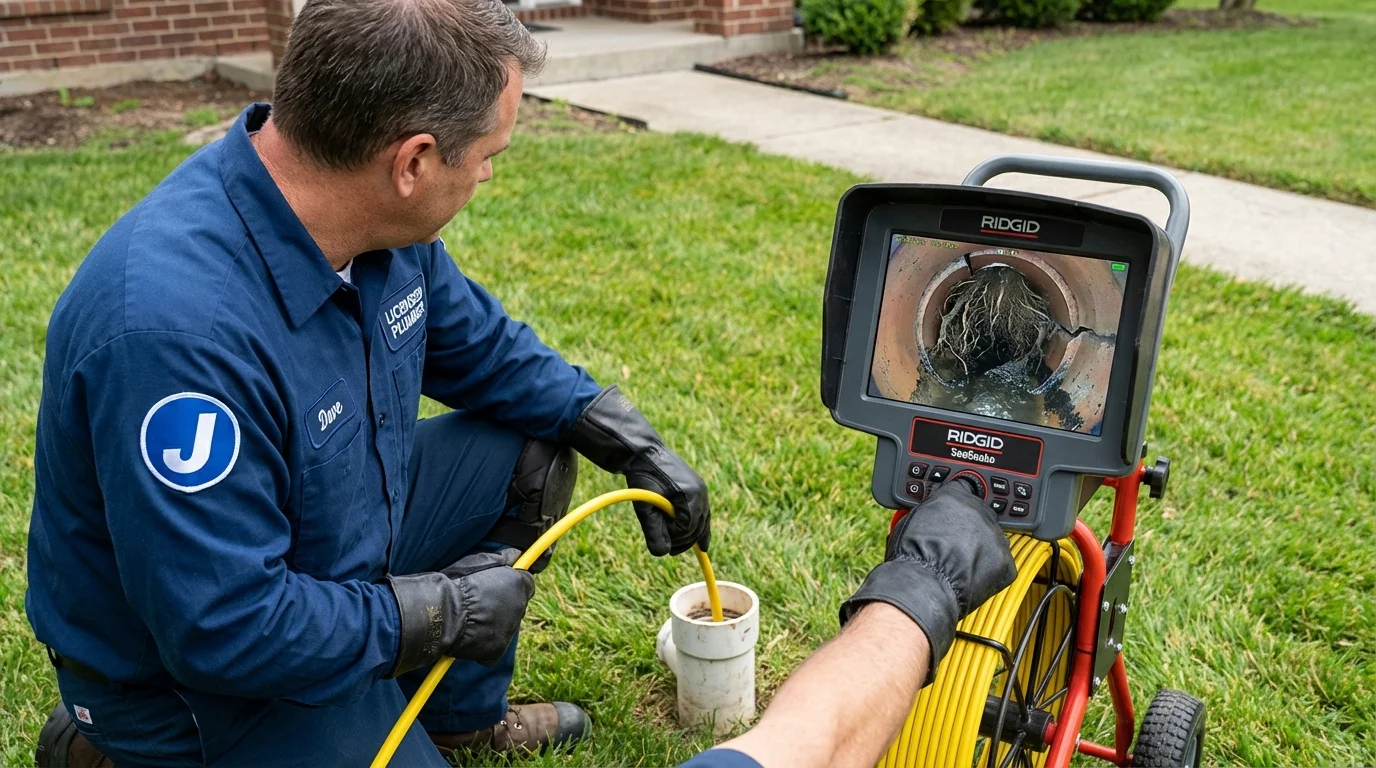 Sewer camera inspection being performed by Johns Plumbing LLC in Cambridge City